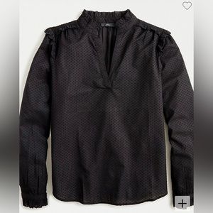 J. Crew Ruffle-trim V-neck popover in clip dot M